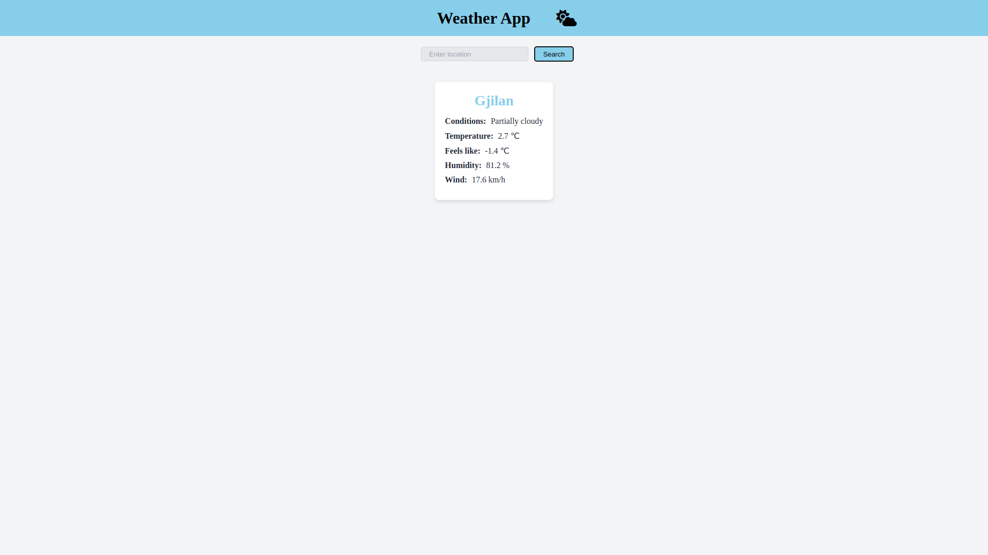 screenshot of weather-app page